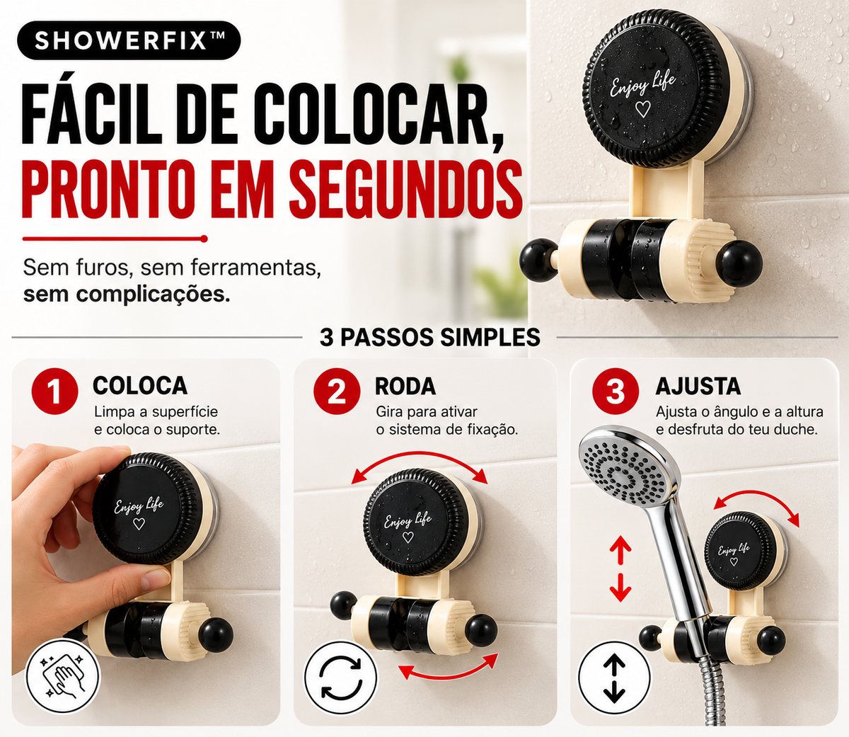 🚿 ShowerFix™ — Suporte Ajustável para Chuveiro