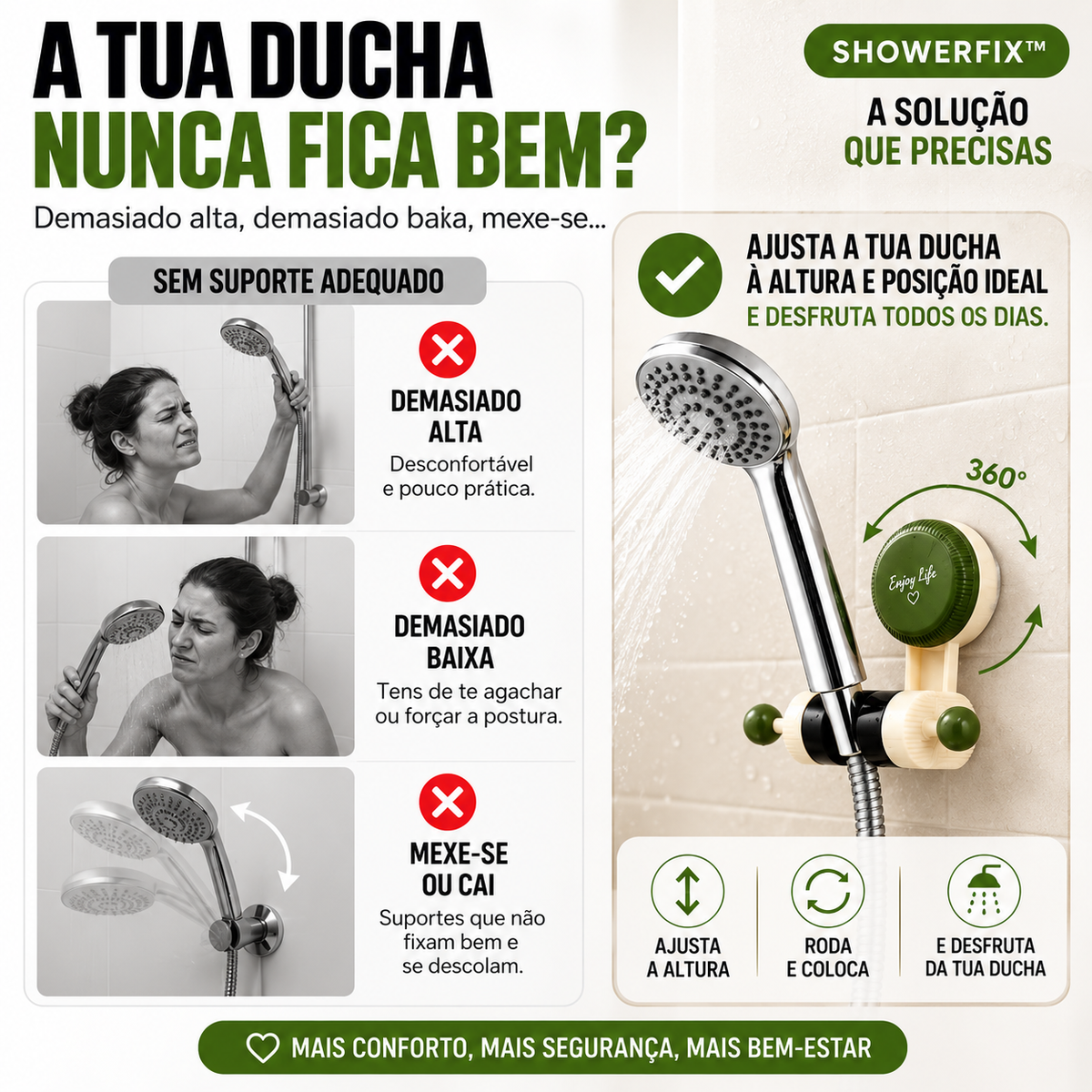 🚿 ShowerFix™ — Suporte Ajustável para Chuveiro