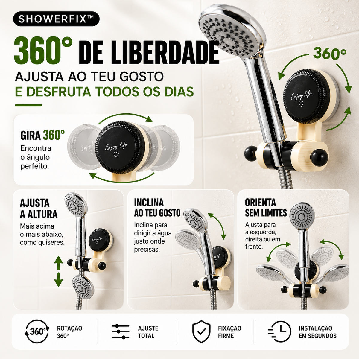 🚿 ShowerFix™ — Suporte Ajustável para Chuveiro