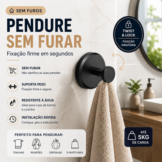 Gancho de Ventosa para Casa de Banho — Sem Furos