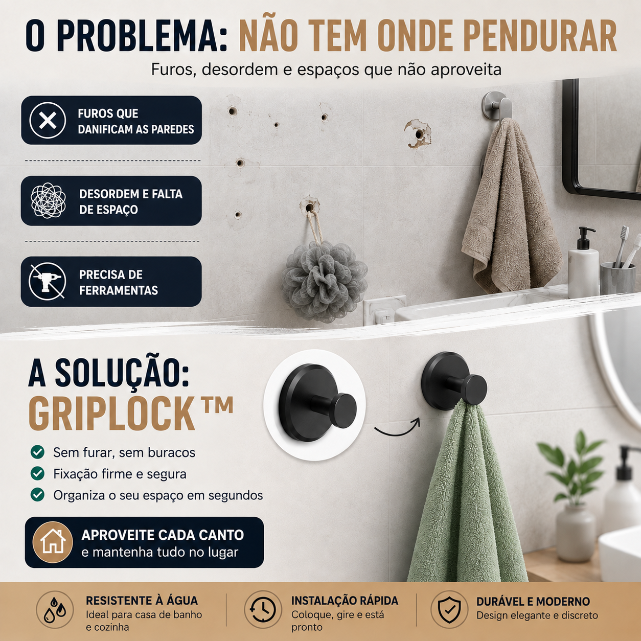Gancho de Ventosa para Casa de Banho — Sem Furos
